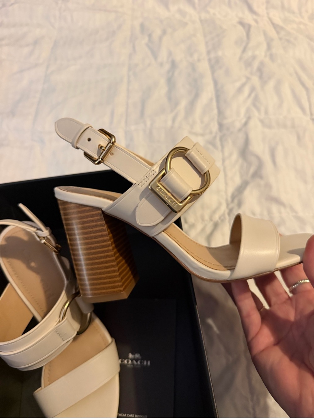 Coach Mabel Leather Sandal in Chalk - Picture 4 of 6